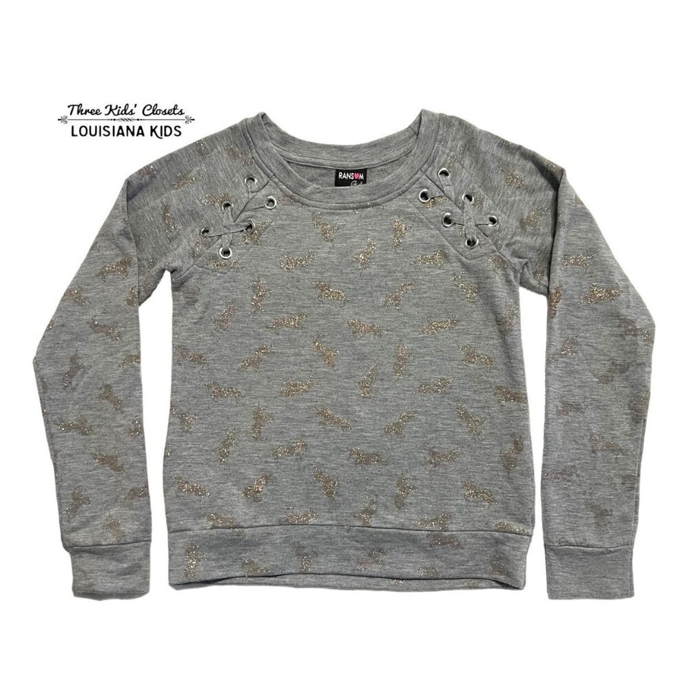 Ransom Girl S (7/8) Gray Sparkly Unicorn Sweatshirt